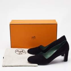 Hermès Black Suede Jackie Pumps Size 37.5
