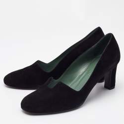Hermès Black Suede Jackie Pumps Size 37.5