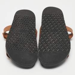 Hermes Brown Leather Chypre Sandals Size 38