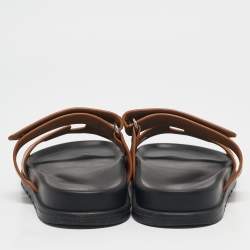 Hermes Brown Leather Chypre Sandals Size 38