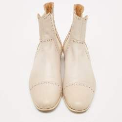 Hermes Grey Leather Brighton Low Ankle Boots Size Size 37