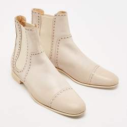 Hermes Grey Leather Brighton Low Ankle Boots Size Size 37