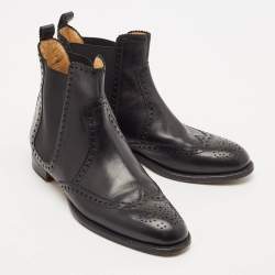Hermes Black Leather Brighton Ankle Length Boots Size 37