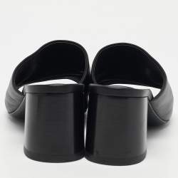 Hermes Black Leather Camilla Slide Sandals Size 41