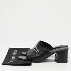 Hermes Black Leather Camilla Slide Sandals Size 41