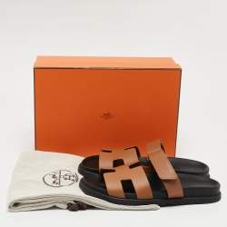 Pre Owned Hermès Brown Leather Chypre Sandals Size 39