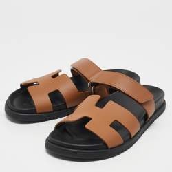 Pre Owned Hermès Brown Leather Chypre Sandals Size 39