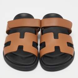 Pre Owned Hermès Brown Leather Chypre Sandals Size 39