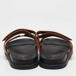 Pre Owned Hermès Brown Leather Chypre Sandals Size 39