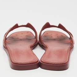 Hermes Dusty Pink Ostrich Oran Flat Slides Size 36.5