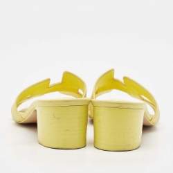 Pre Owned Hermes Yellow Leather Oasis Slide Sandals Size 36