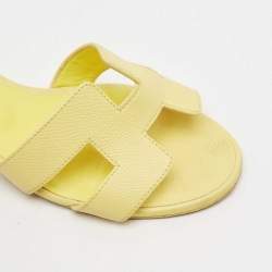 Pre Owned Hermes Yellow Leather Oasis Slide Sandals Size 36