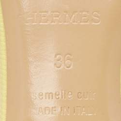 Pre Owned Hermes Yellow Leather Oasis Slide Sandals Size 36