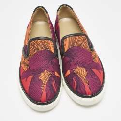 Hermes Multicolor Abstract Print Canvas Slip On Sneakers Size 39