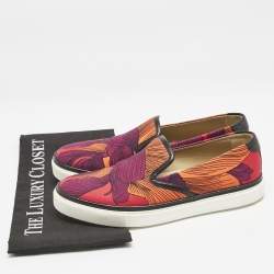 Hermes Multicolor Abstract Print Canvas Slip On Sneakers Size 39