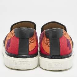 Hermes Multicolor Abstract Print Canvas Slip On Sneakers Size 39