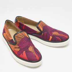 Hermes Multicolor Abstract Print Canvas Slip On Sneakers Size 39
