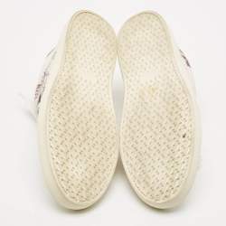 Hermes White/Blue Leather Quicker Lace Up Sneakers Size 37