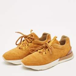 Hermes Brown Suede Miles Lace Up Sneakers Size 37.5