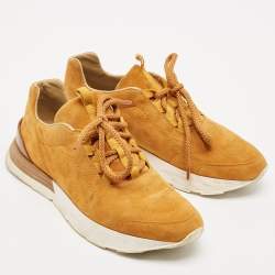 Hermes Brown Suede Miles Lace Up Sneakers Size 37.5