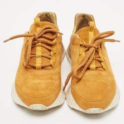 Hermes Brown Suede Miles Lace Up Sneakers Size 37.5