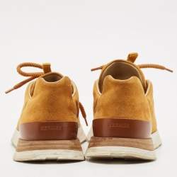 Hermes Brown Suede Miles Lace Up Sneakers Size 37.5