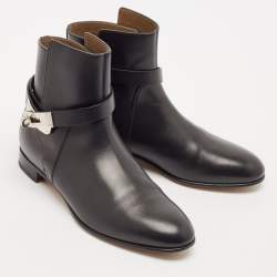 مملوكة مسبقًا Hermes Black Leather Neo Ankle Length Boots Size 37