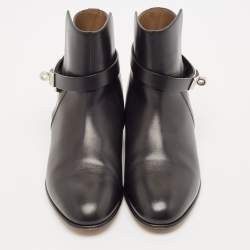 مملوكة مسبقًا Hermes Black Leather Neo Ankle Length Boots Size 37