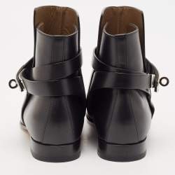 مملوكة مسبقًا Hermes Black Leather Neo Ankle Length Boots Size 37