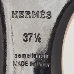 Pre Owned Hermes Metallic Rose Gold Leather Oasis Slide Sandals Size 37.5