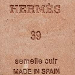 Pre Owned Hermes Black Leather Tipoli Espadrille Wedge Sandals Size 39