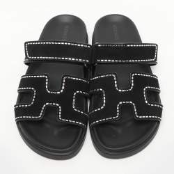 Hermes Black Shearling Chypre Sandals Size 39