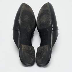 Hermes Black Leather Palladium Plated Oz Mule Sandals Size 39