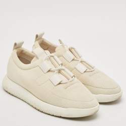 Pre Owned Hermes White Fabric and Leather Team Low Top Sneakers Size 39