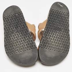 Pre Owned Hermes Brown Leather Extra Sandals Size 38.5