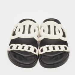 Hermes White Leather Extra Flat Sandals Size 38.5