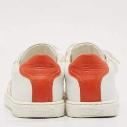 Hermes White/Orange Leather Avantage Sneakers Size 38