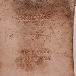 مملوكة مسبقًا Hermes Brown Leather Oran Flat Slides Size  38