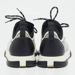 Hermes Grey/Black Knit Fabric and Suede C-addict Lace Up Sneakers Size 39