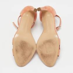 Hermes Orange Lizard and Suede Premiere Ankle Strap Sandals Size 38.5