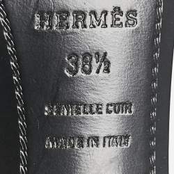 Pre Owned Hermes Silver Leather and Glitter Premiere Ankle Strap Sandals Size 38.5