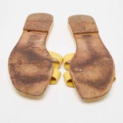 Hermes Yellow Leather Oran Flat Slides Size 38.5