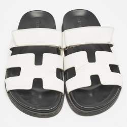 Hermes White Leather Chypre Sandals Size 36