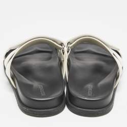 Hermes White Leather Chypre Sandals Size 36