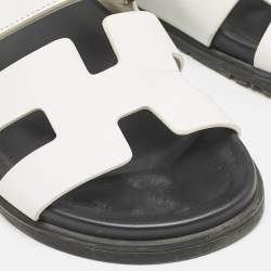 Hermes White Leather Chypre Sandals Size 36