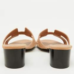 Hermes Beige Suede Crystal Embellished Oasis Slide Sandals Size 39.5
