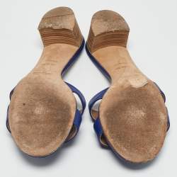 Hermes Blue Leather Oasis Sandals Size 39