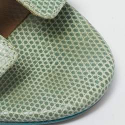 Pre Owned Hermes Green Lizard Leather Legend Wedge Ankle Strap Sandals Size 37