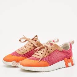 مملوكة مسبقًا Hermes Multicolor Mesh and Suede Bouncing Sneakers Size 36