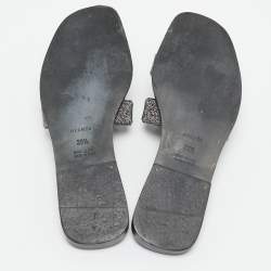 Pre Owned صندل فلات هيرمس أوران غليتر وسويدي بيج مقاس 39